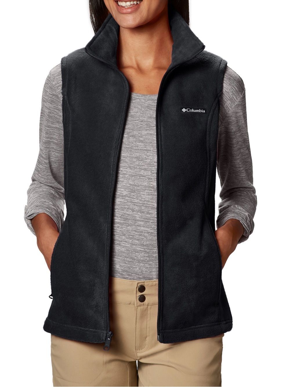 Columbia Women’s Large Black Full Zip Fleece Vest Outdoor Layering